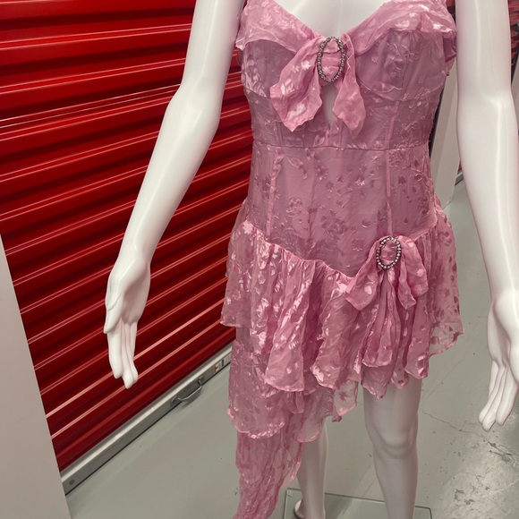 Pink Cosmo Asymmetrical Drapery Dress - Picture 6 of 15